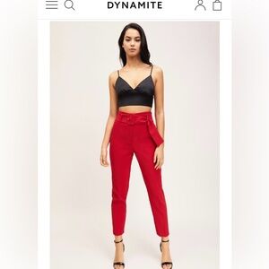 Dynamite Red Cropped Belted Pants